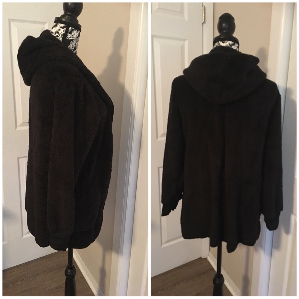 Fuzzy Hooded Cardigan Sweater - Picture 3 of 4